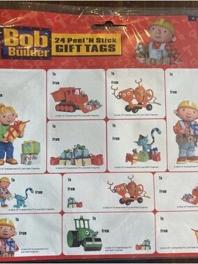 Bob the Builder Gift Tags Birthday Holiday stickers